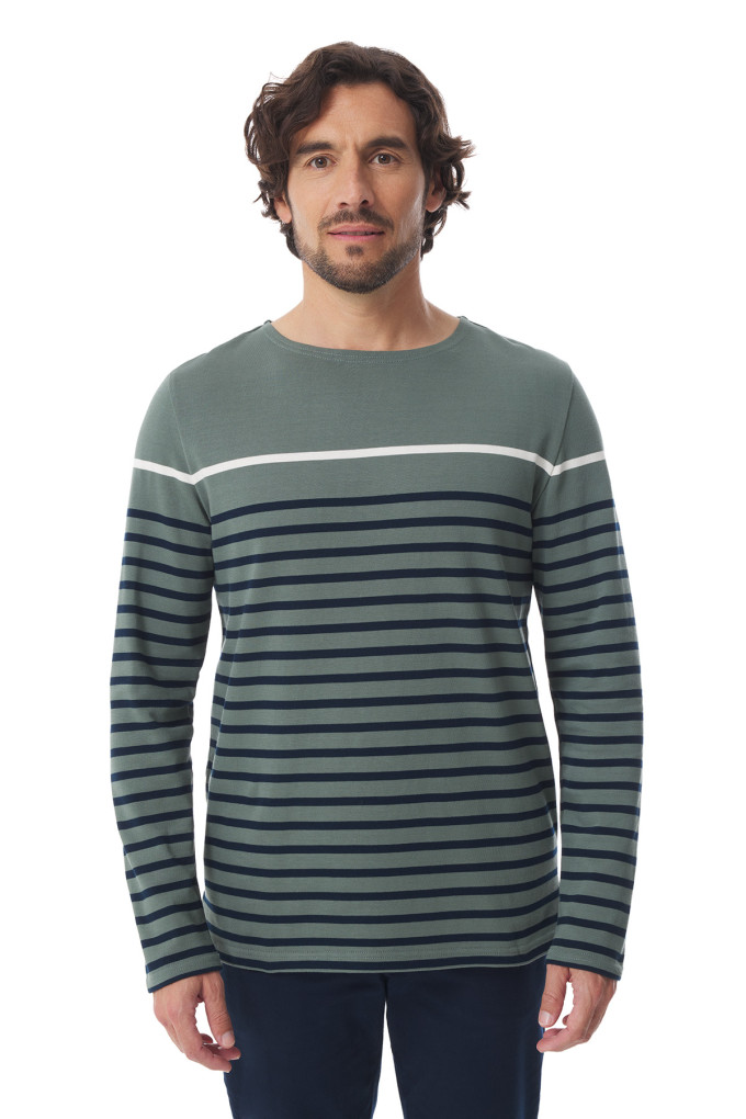 Marinière homme multicolore vert kaki et bleu marine | Mousqueton