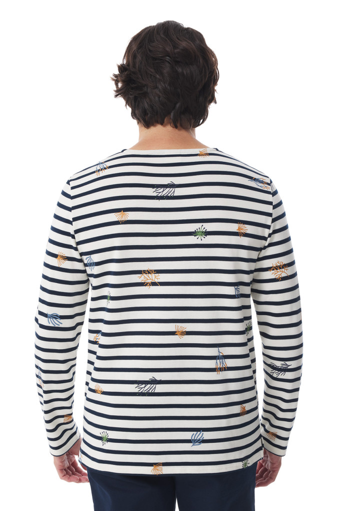 Marinière homme manches longues à motifs flore marine | Mousqueton