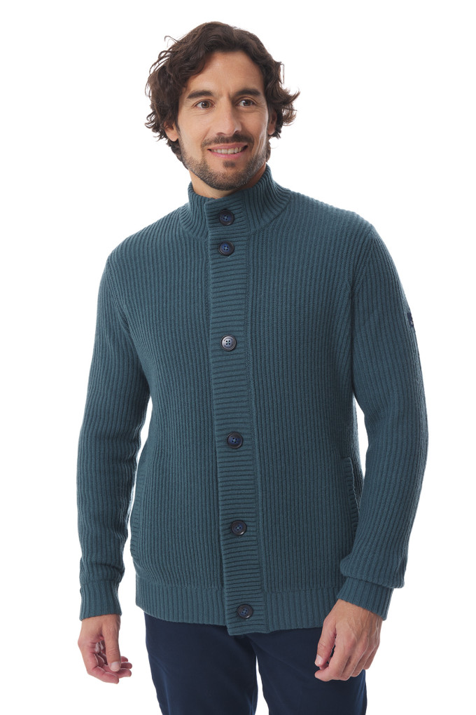 Gilet en laine bleu pétrole homme | Mousqueton