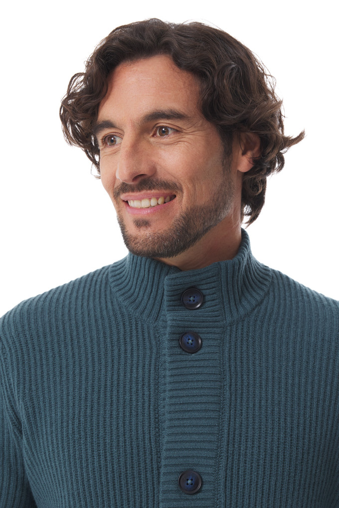 Gilet en laine bleu pétrole homme | Mousqueton