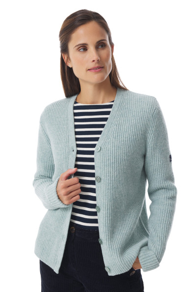 Gilet en laine vert clair pour femme | Mousqueton