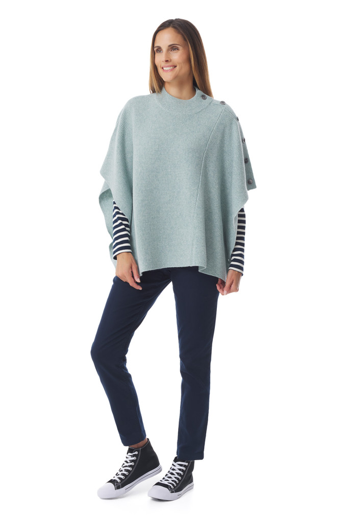 Poncho vert clair en laine pour femme | Mousqueton