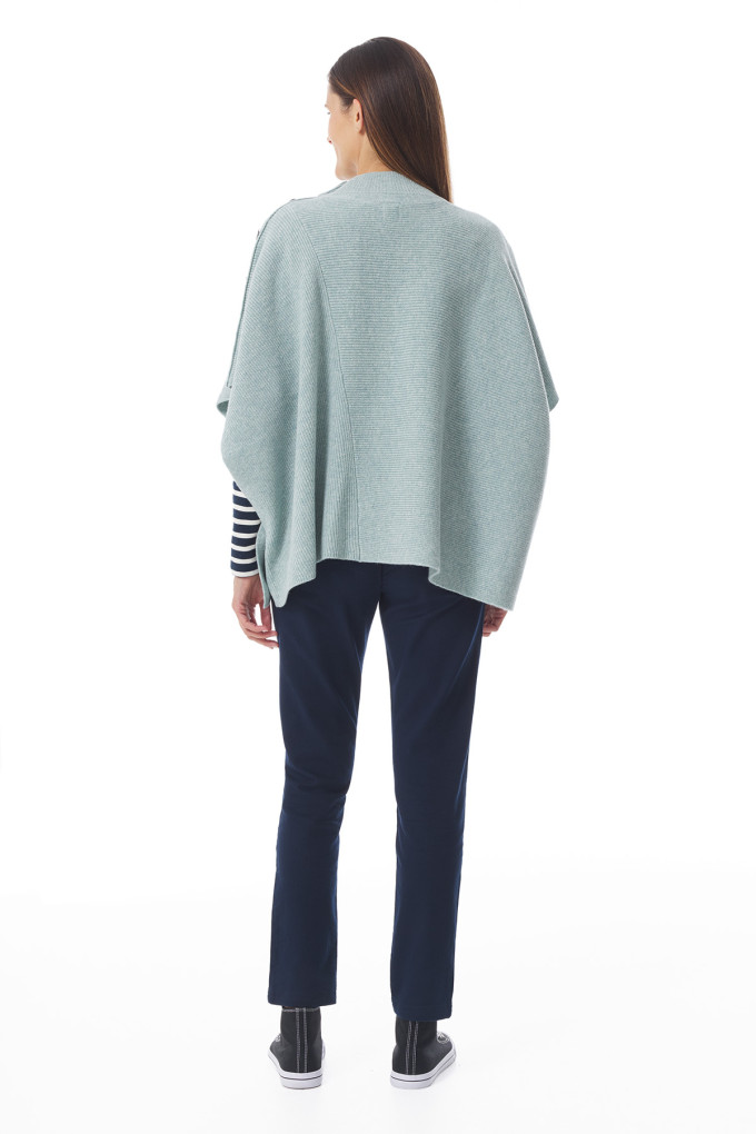 Poncho vert clair en laine pour femme | Mousqueton