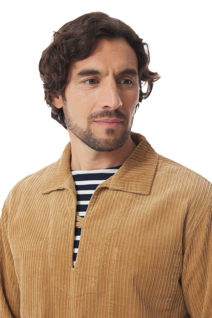 Vareuse mixte en velours côtelé beige | Mousqueton