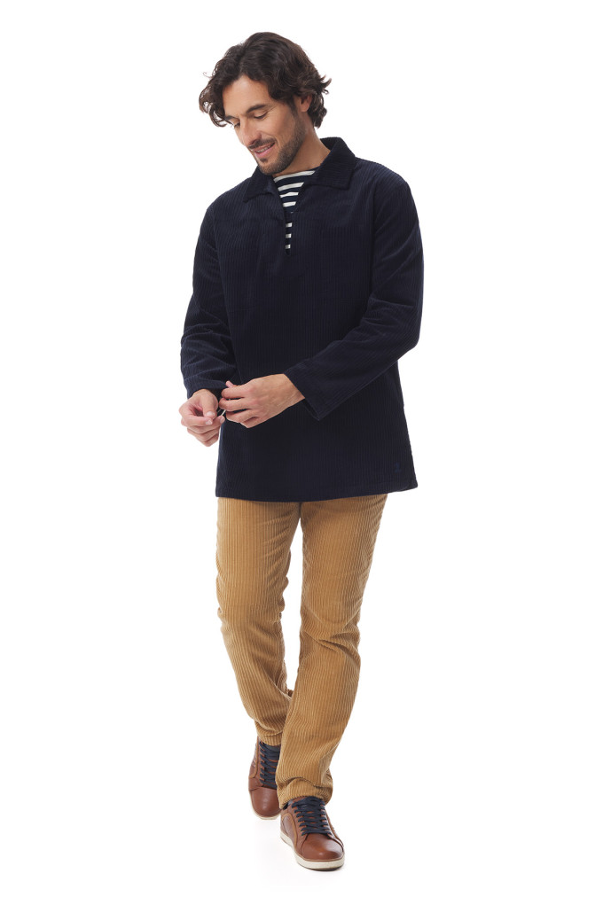 Vareuse mixte en velours côtelé bleu marine | Mousqueton