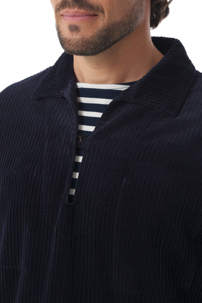 Vareuse mixte en velours côtelé bleu marine | Mousqueton