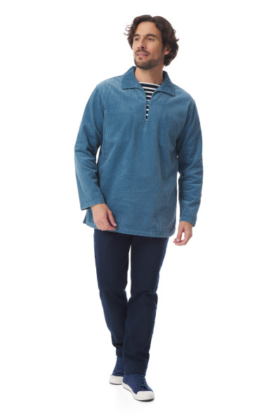 Vareuse mixte en velours côtelé bleu provençal | Mousqueton