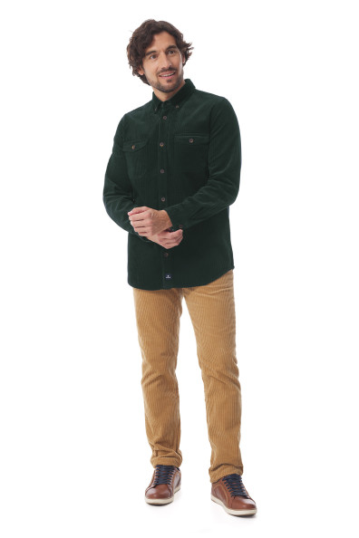 Surchemise homme en velours côtelé vert foncé | Mousqueton