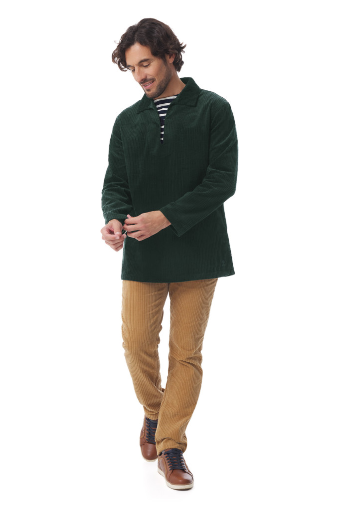 Vareuse mixte en velours côtelé vert foncé | Mousqueton