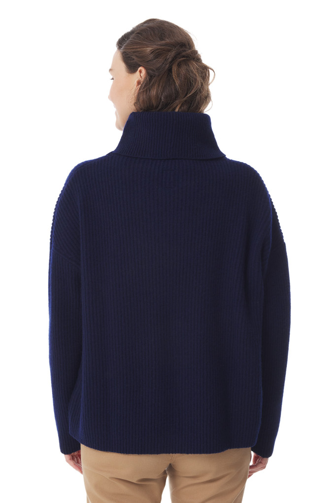 Pull oversize en laine bleu marine femme | Mousqueton