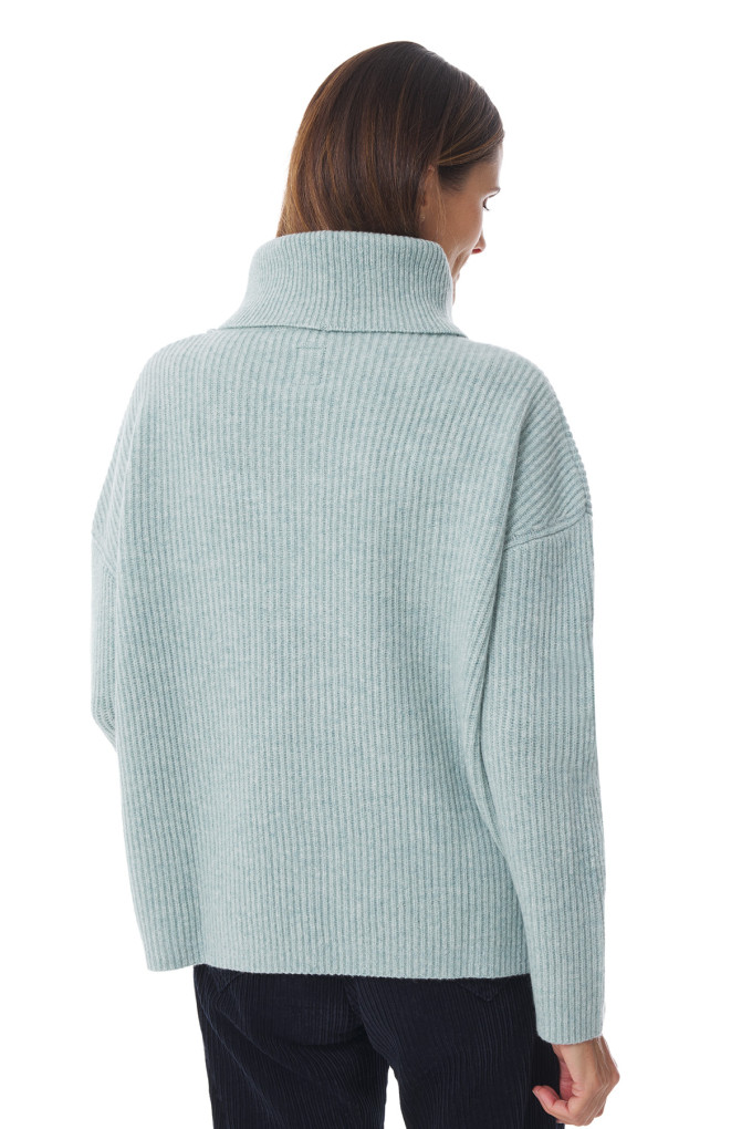 Pull oversize vert clair en laine femme | Mousqueton