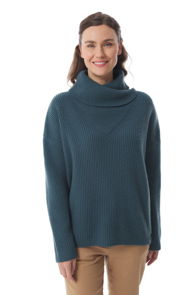 Pull oversize en laine bleu pétrole femme | Mousqueton