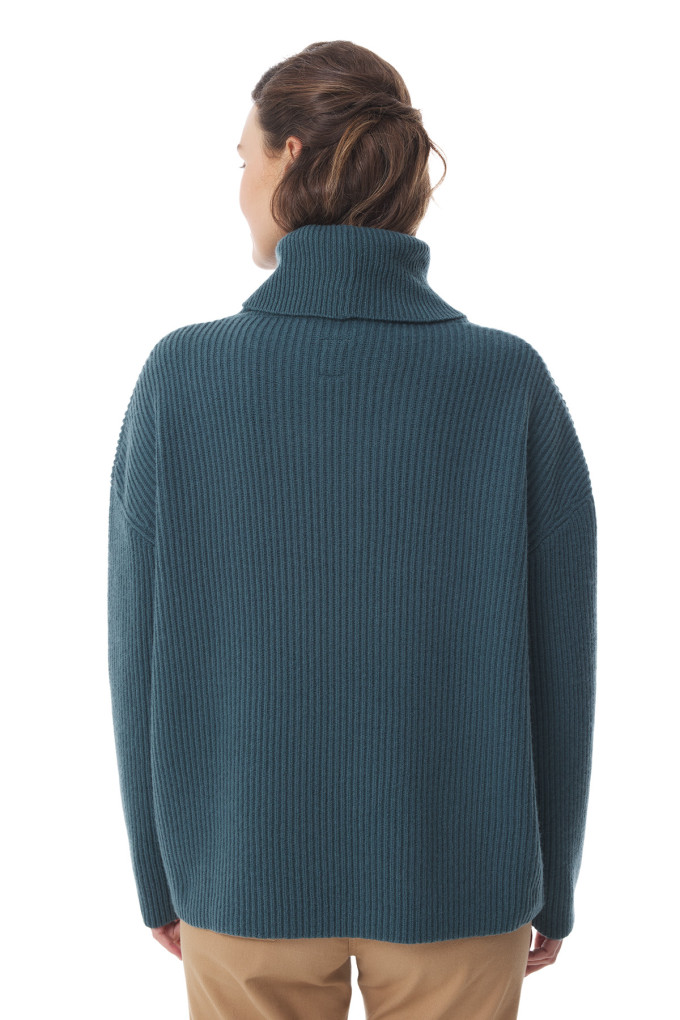 Pull oversize en laine bleu pétrole femme | Mousqueton