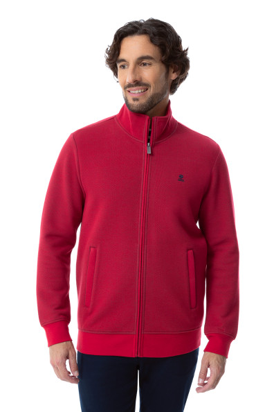 Gilet zippé homme en interlock rouge | Mousqueton
