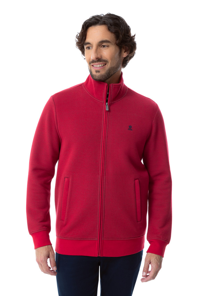 Gilet zippé homme en interlock rouge | Mousqueton