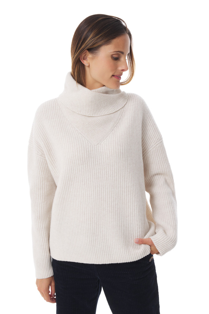 Pull oversize en laine écru femme | Mousqueton