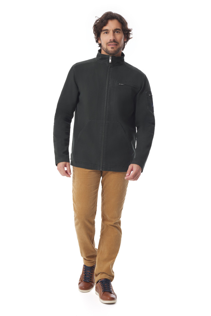 Veste zippée homme en toile canva vert foncé | Mousqueton
