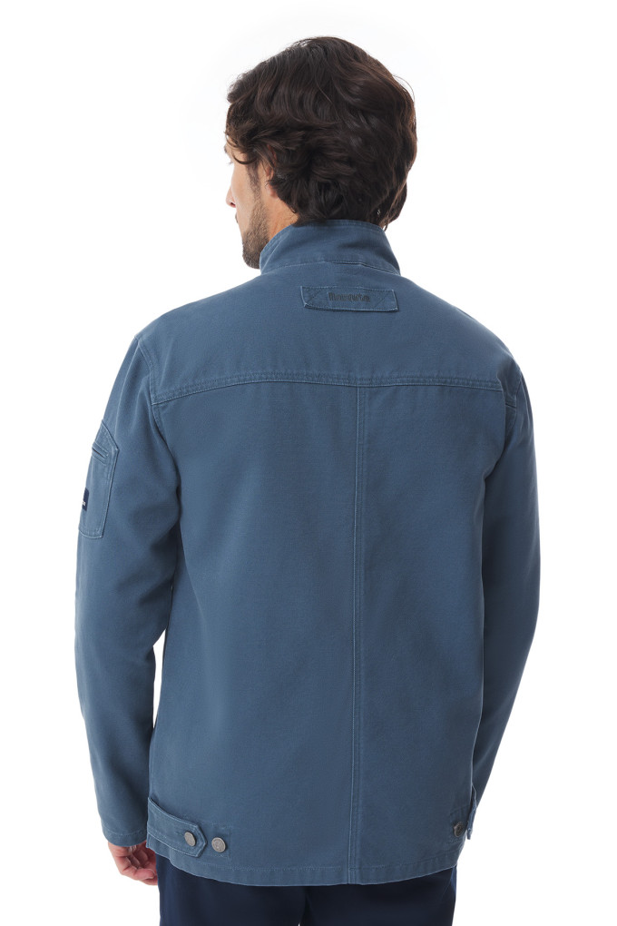 Veste zippée homme en toile canva bleu pétrole | Mousqueton