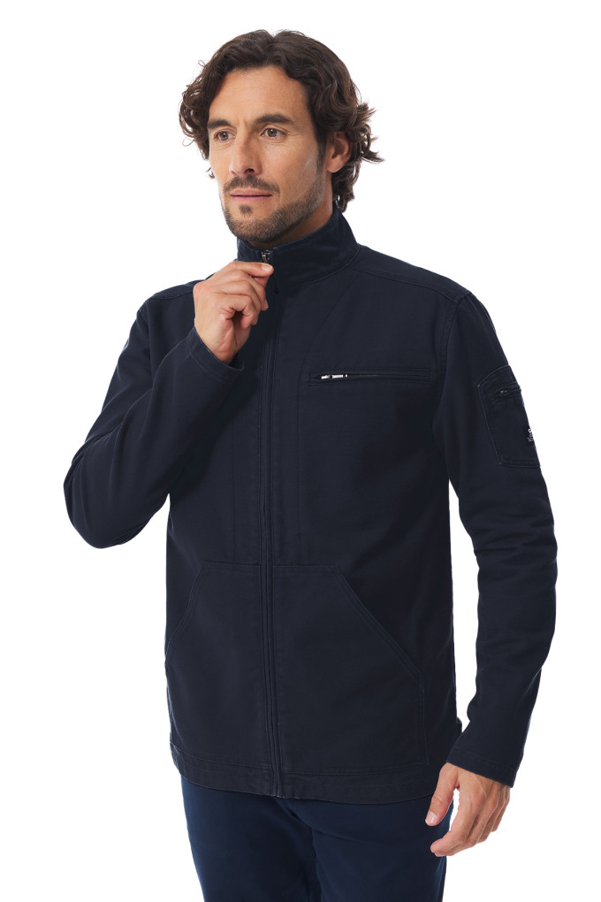 Veste zippée homme en toile canva bleu marine | Mousqueton