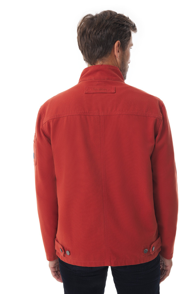 Veste zippée homme en toile canva orange tuile | Mousqueton