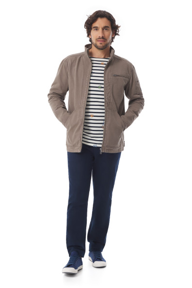 Veste zippée homme en toile canva marron | Mousqueton