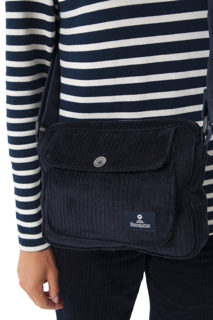 Sac bandoulière en velours côtelé | Mousqueton