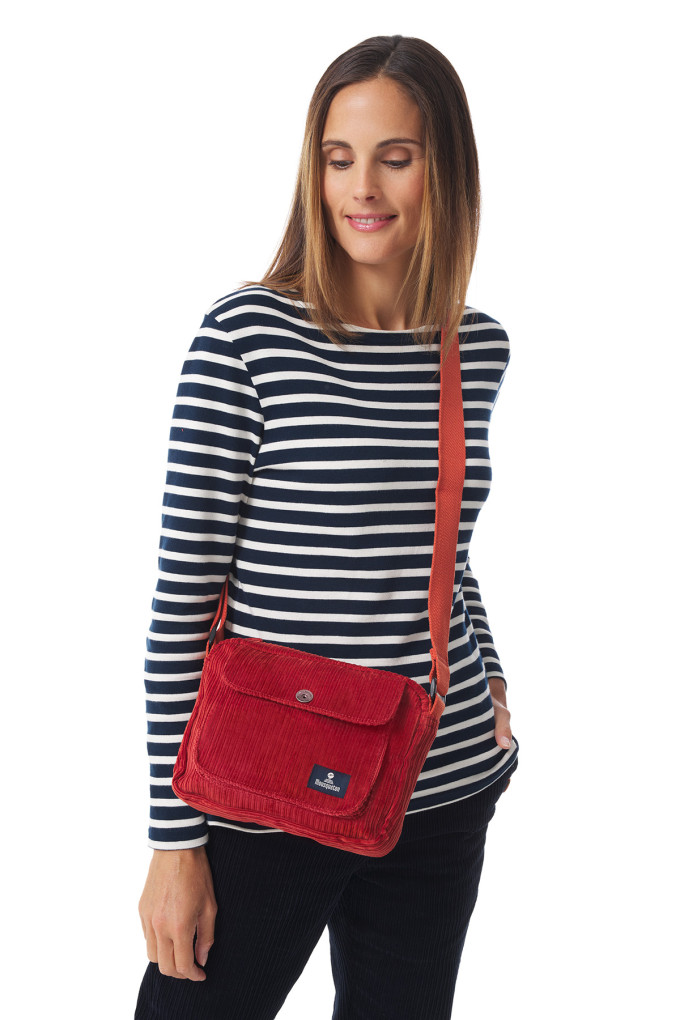 Sac bandoulière en velours côtelé | Mousqueton