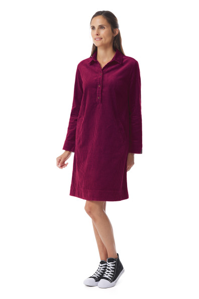Robe en velours côtelé fuchsia foncé | Mousqueton
