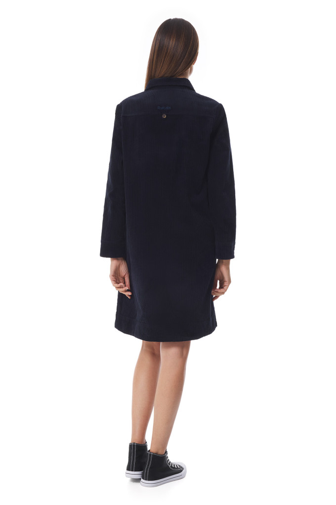 Robe en velours côtelé bleu marine | Mousqueton