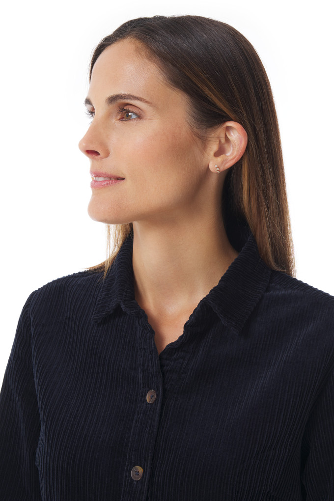 Robe en velours côtelé bleu marine | Mousqueton