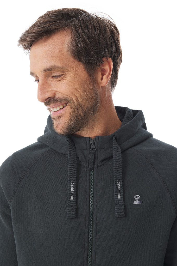Sweat zippé à capuche homme vert foncé | Mousqueton