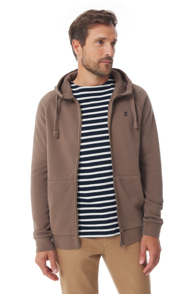 Sweat zippé à capuche homme marron pécan | Mousqueton