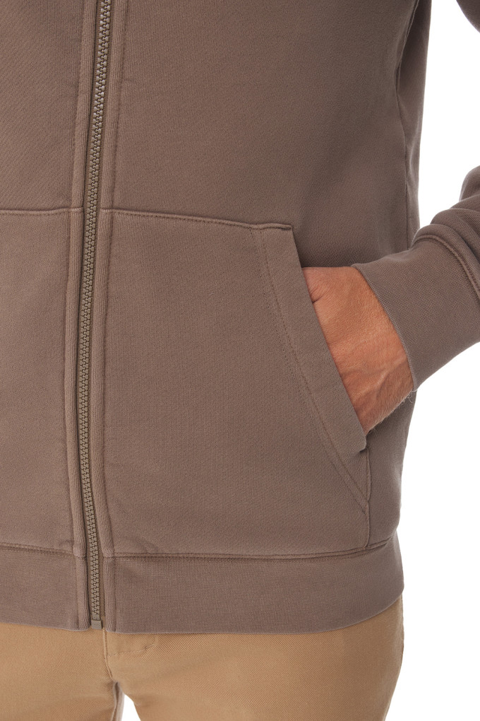 Sweat zippé à capuche homme marron pécan | Mousqueton