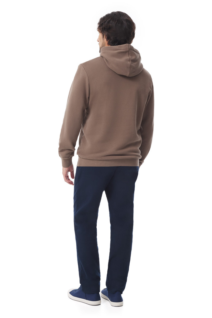 Sweat à capuche marron pécan molletonné homme | Mousqueton