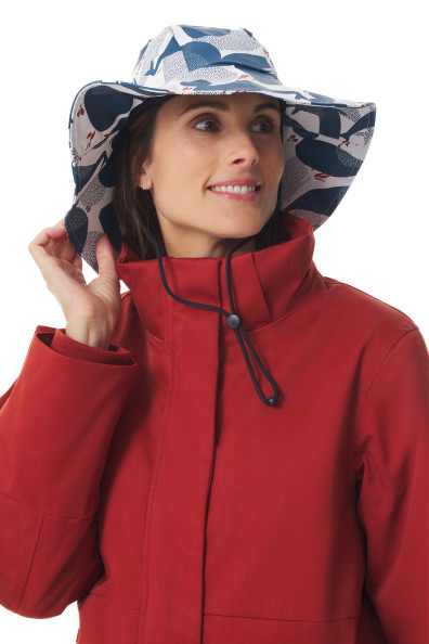 Chapeau cache nuque imperméable à motifs baleine | Mousqueton