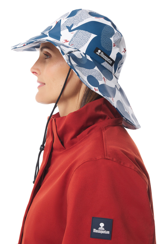 Chapeau cache nuque imperméable à motifs baleine | Mousqueton