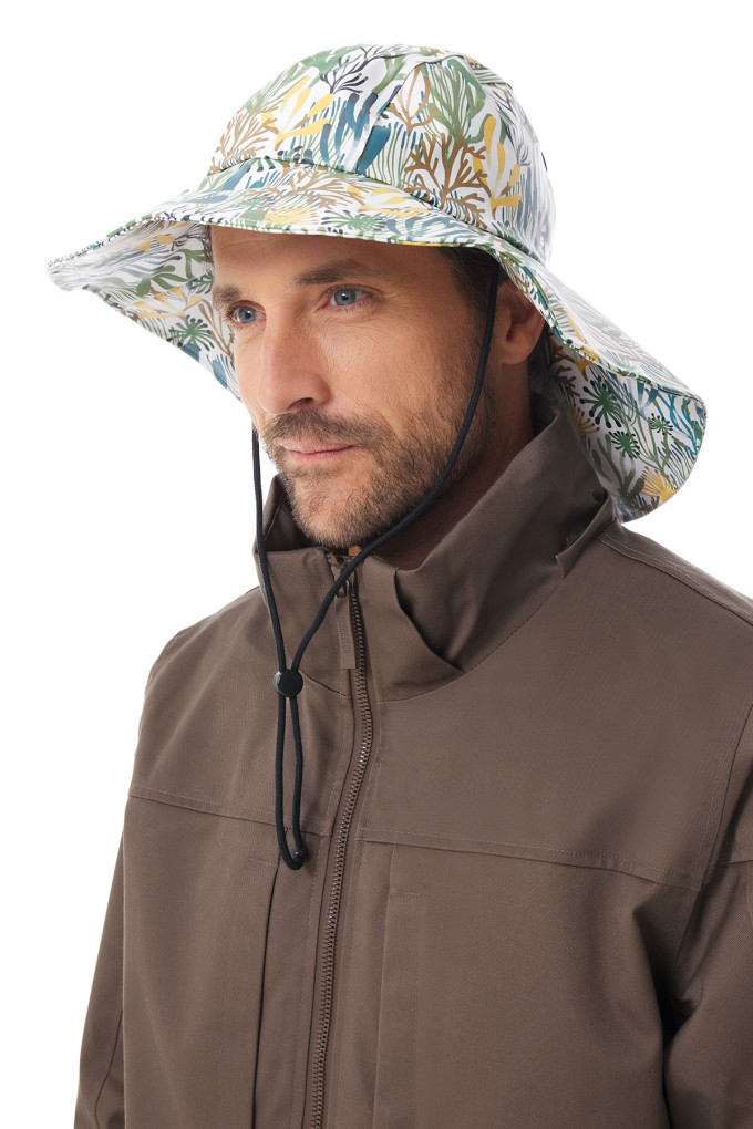 Chapeau cache nuque imperméable à motifs flore marine | Mousqueton