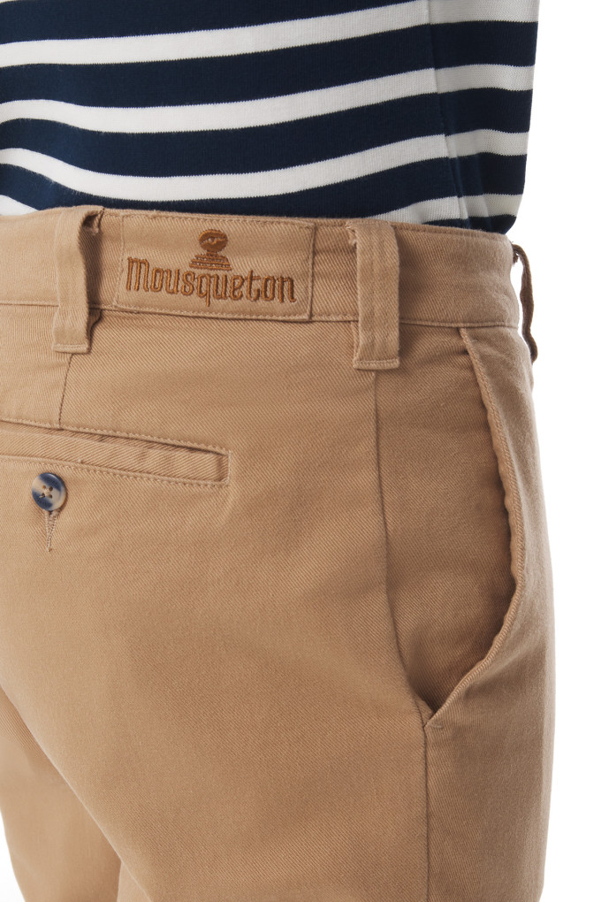 Pantalon chino homme en twill de coton beige | Mousqueton