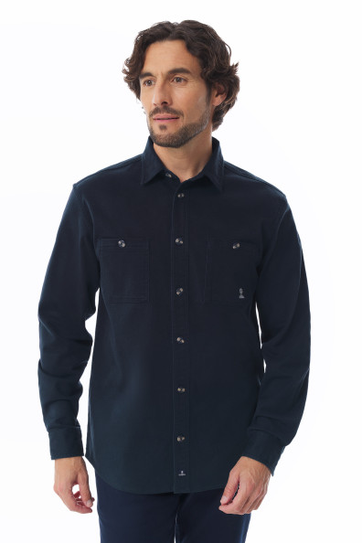 Chemise épaisse homme en coton bleu marine | Mousqueton