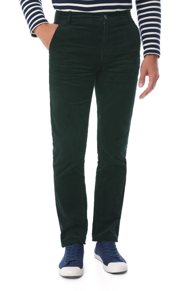 Pantalon homme en velours côtelé vert foncé | Mousqueton