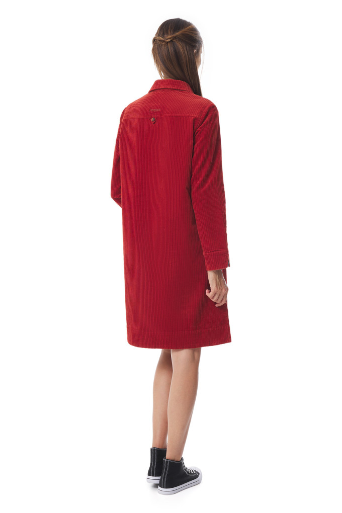 Robe en velours côtelé orange tuile | Mousqueton