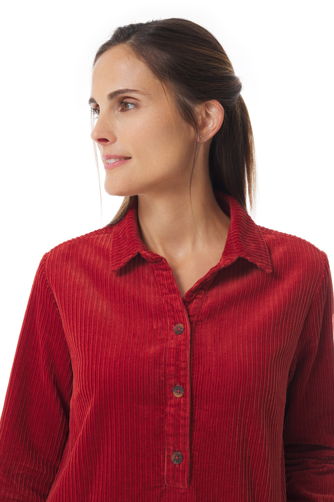 Robe en velours côtelé orange tuile | Mousqueton