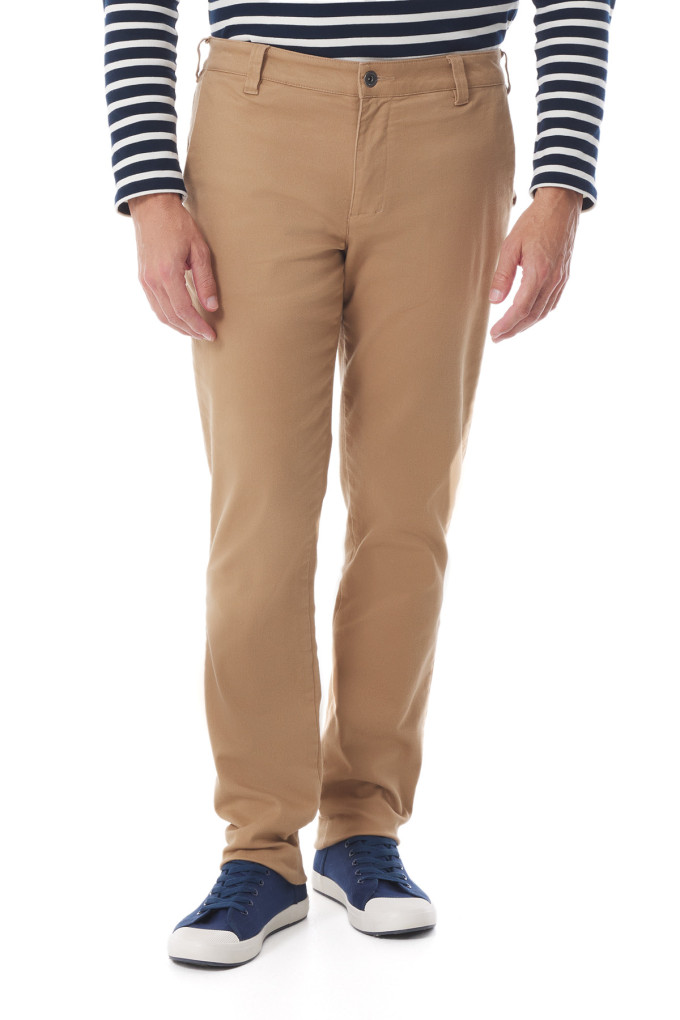 Pantalon chino homme en twill de coton beige | Mousqueton