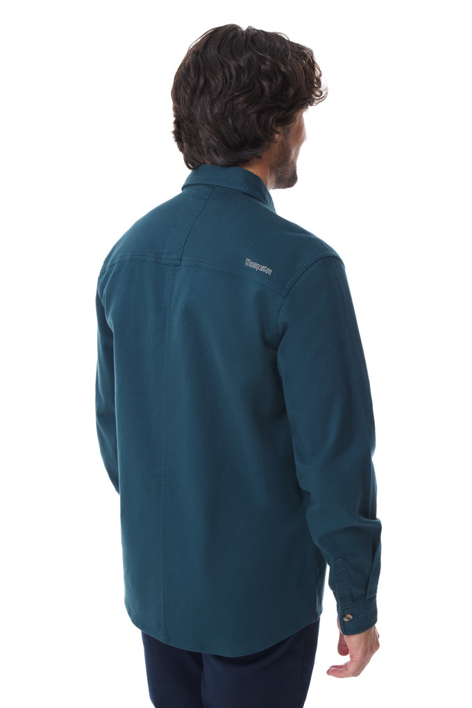 Chemise épaisse homme en coton bleu pétrole | Mousqueton