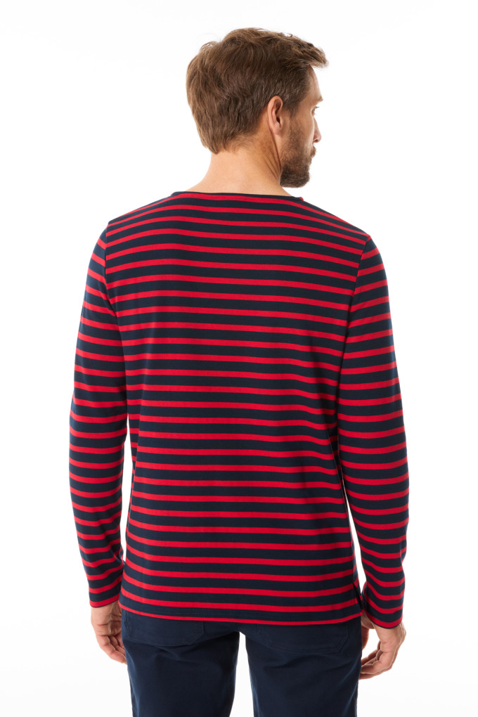 Marinière homme manches longues bleu marine et rouge | Mousqueton