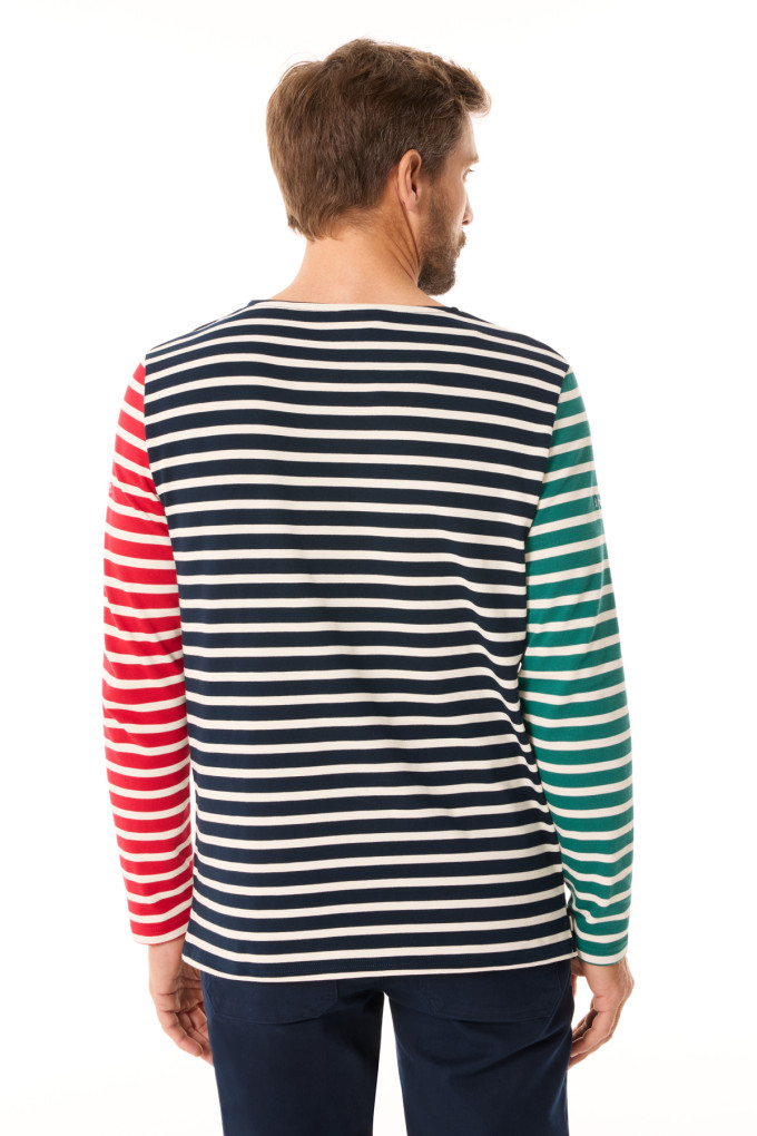 Marinière homme manches longues écru marine bâbord-tribord | Mousqueton