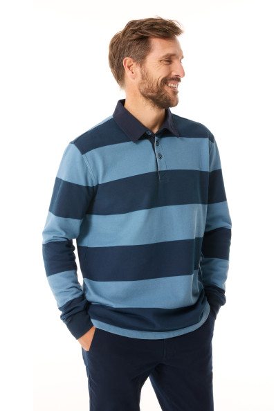 Polo rugby homme bleu marine et bleu clair | Mousqueton