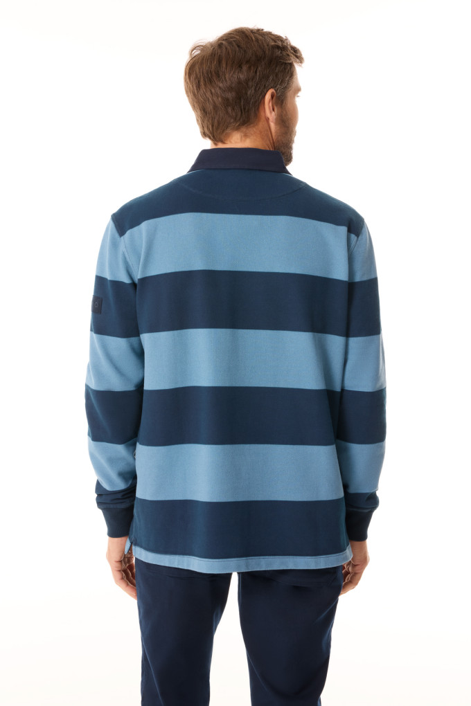 Polo rugby homme bleu marine et bleu clair | Mousqueton