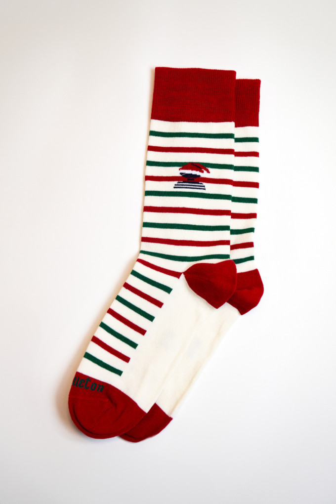 Chaussettes de Noël rayées rouge et blanc | Mousqueton
