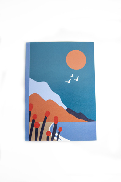 Grey thistle notebook made in France with beach motif | Mousqueton